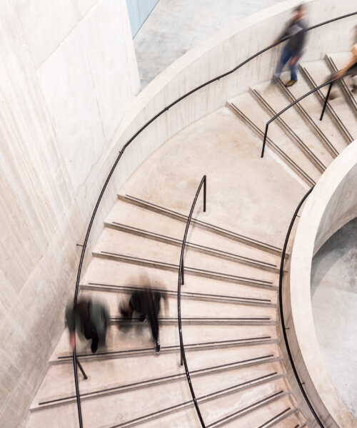 Blurred Motion of People on Spiral Staircase